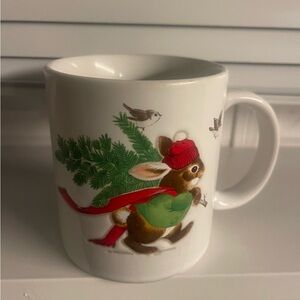 HTF Vintage Otagiri Japan Gibson Christmas Rabbit Tree Birds coffee mug tea mug